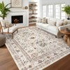 Machine Washable Area Rug Non Slip Backing Rug Vintage Oriental Low Pile Rugs Foldable Floral Print ed Accent Carpet for Bedroom Living Room - 2 of 4