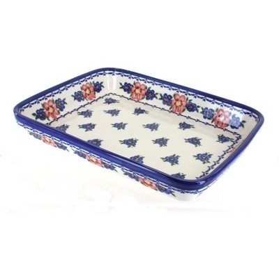 Blue Rose Polish Pottery Chantilly Large Rectangular Baker