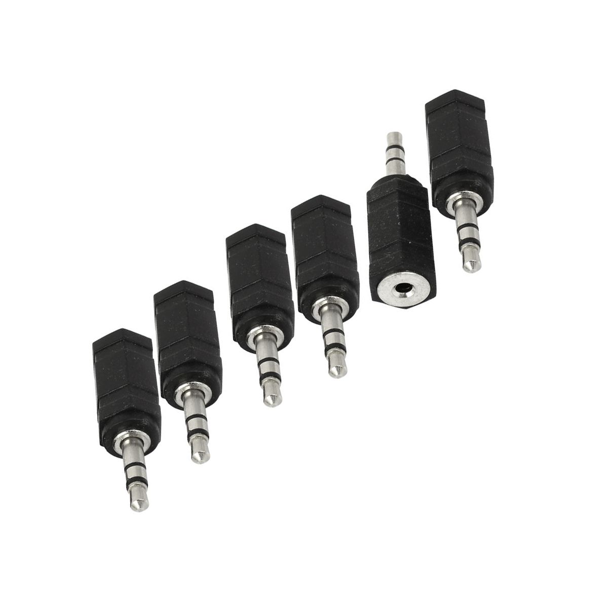 Unique Bargains Metal Plastic Black Silver Tone Audio Connector 6 Pcs - thumbnail 3