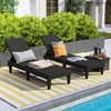 Costway 1/2 PCS Outdoor Chaise Lounger Chair 3-Position Reclining Chair with Waterproof Rattan Brown/Black - 4 of 4