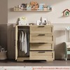 43.3'' H Armoire Wardrobe Closet with 4 Drawers and Hanging Rod, Multifunctional Wood 4 Drawers Dresser with Storage Closet, Clothing Storage Cabinets - 4 of 4