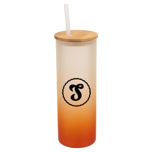 Elanze Designs S Monogram Letter Initial Rope Circle Wrap-Around Design 25 Ounce Frosted Gradient Glass On-The-Go Coffee Travel Skinny Tumbler Mug - 1 of 1