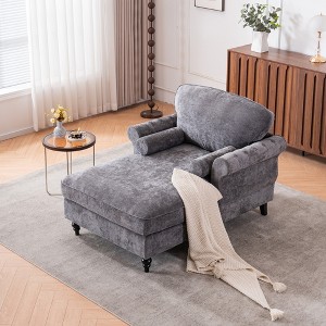 Oversized Chaise Lounge Sleeper Sofa Bed Lazy Sofa Couch Upholstered Armchair Reading Couch, Chenille -ModernLuxe - 1 of 4