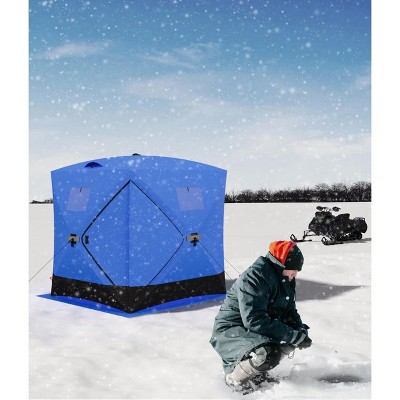 Pop Up Ice Fishing Tent Insulated Ice Fishing Shelter Portable Hub-Style Shelter Shanty Windproof and Warm, Multiple Sizes for 1 to 8 Person