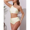 INSPIRE CHIC Women's One Shoulder Elegant Bikini Sets, Push Up Top High Waisted Tummy Control Bottom Swimwear Bathing Suits 1 Set - 2 of 4