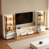 ATJafurn Media Console for TVs up to 85'', Modern Entertainment Center Living Room Cabinet Set Includes TV Stand Glass Display And Drawer Cabinet - 2 of 4