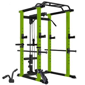 Naysaye Exercise Trainers Power Cage Adjustable with Pullup and Squat Rack 1000LBS Capacity for Home Gym and Living Room, Black and Green, 55"*43"*86" - 1 of 4