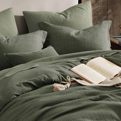 Der Rose BALHAM TRADE-King Size Comforter Set 7 Piece Dark Green Textured Soft Solid All Season Bed in a Bag Sage Green-King 102"x90" — фото 8