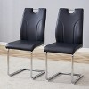 Vynxaria High Quality PU Dining Chairs Ergonomic Design High Density Sponge Cushion,350lbs Capacity, Silver Metal Legs,set of 2 - 2 of 4