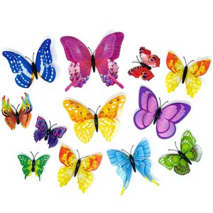 Wrapables 3D Double Wings Butterfly Decorative Wall Decor Stickers, Decals for Bedroom (24 pcs) - 1 of 4