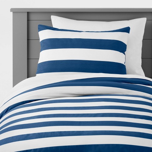 Twin Rugby Striped Duvet Cover Navy, Orange Rugby Stripe Duvet Cover