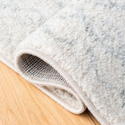 Ivory and Light Grey Hand-Knotted Boho-Chic Synthetic Area Rug
