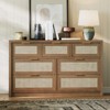 53" Rattan Dresser for Bedroom,7 Drawer Boho Chest of Drawers,Large Storage Cabinet for Clothes,Wood Accent Furniture with Metal Handles - 2 of 4