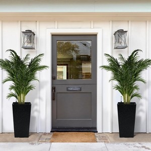 4 Pack 15.7'' Tall Planters for Plants with Drainage Holes & Water Level Monitor Resin Flower Pots for Indoor, Outdoor, Garden, Front Porch, Patio - 1 of 4