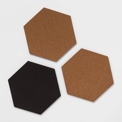 U Brands 3ct Hexagon Cork Bulletin Board Tiles - image 1 of 4