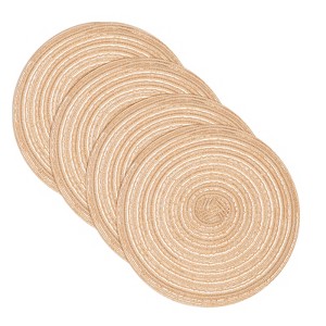 Unique Bargains Woven Braided Washable Decorative Round Placemat 4 Pcs - 1 of 4