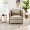CAVINAS 360 Degree Swivel Barrel Accent Chair with Rattan Frame,  Upholstered Sofa Chair with Wood Base - 2 of 4