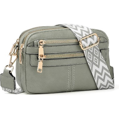 Crossbody Bags for Women, 6-Pockets Purses for Women, Vegan Leather Handbags Shoulder Bag for Travel Shopping
