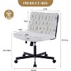 Wide Seat Armless Office Chair, Criss-Cross Legged Computer Task Chair with Wheels, Cute Desk Chair for Vanity, Home Office or Work - 3 of 4