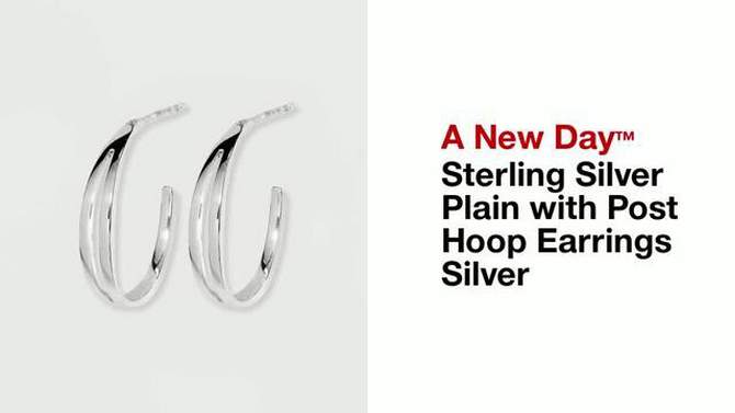 Sterling Silver Plain with Post Hoop Earrings - A New Day&#8482; Silver, 2 of 5, play video