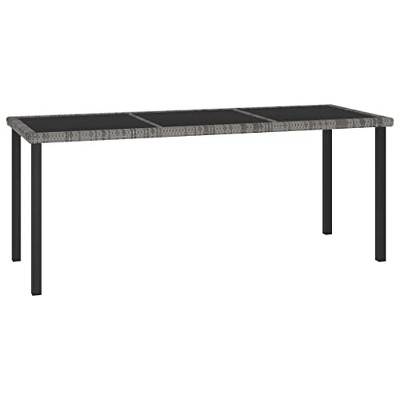 vidaXL Patio Dining Table, Gray 70.9"x27.6"x28.7" Poly Rattan
