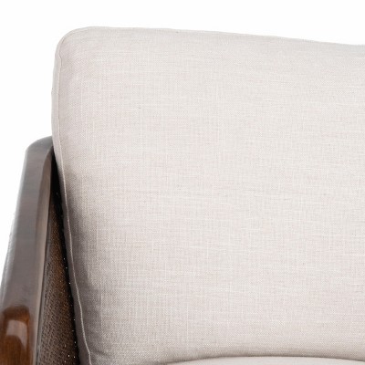 Caruso Transitional Oatmeal Leather Barrel Chair with Walnut Wood