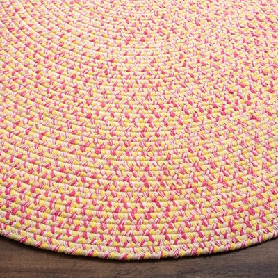 Handmade Red and Beige Cotton Braided Oval Rug