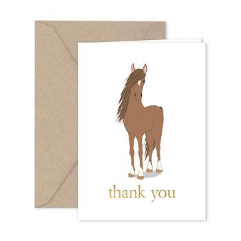 Paper Frenzy Horse Thank You Note Cards and Kraft Envelopes -- 25 pack