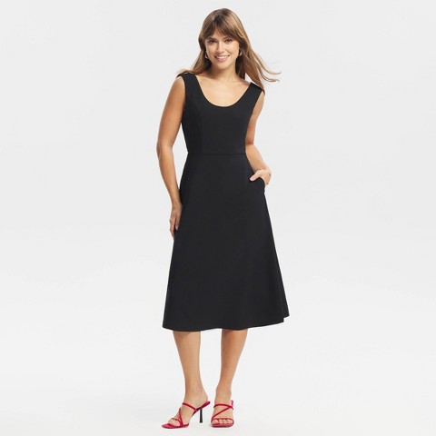 Женские платья A New Day Women's Deep Back Midi A-Line Dress - A New Day™ Black XS