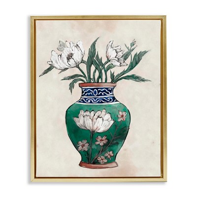Stupell Industries Floral Oriental Vase, 17" x 21"