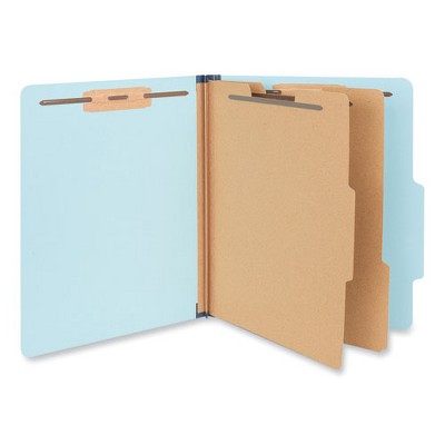 Universal Six-Section Classification Folders, Heavy-Duty Pressboard Cover, 2 Dividers, 6 Fasteners, Letter Size, Light Blue, 20/Box