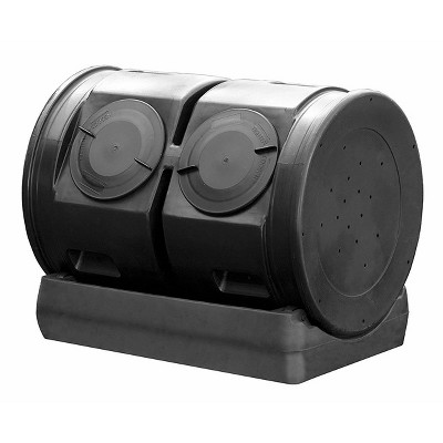 Good Ideas Large Plastic 7 Cubic Foot Capacity Compost Collecting Wizard Outdoor Garden Dual Tumbler Compost Container Tank, Black