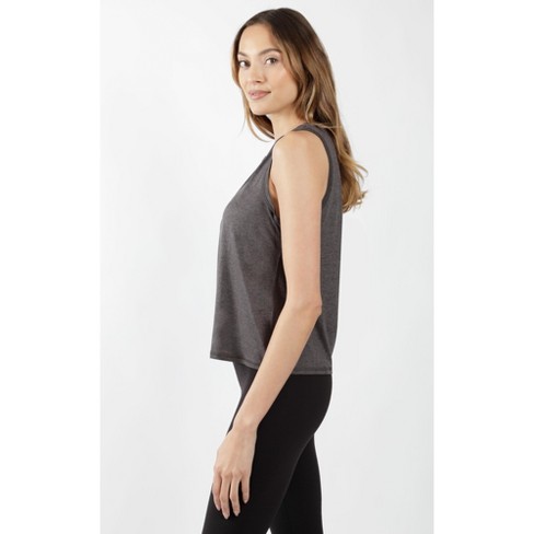 Yogalicious - Womens Relaxed Fit Muscle Tank Top - Heather Charcoal -  Medium : Target