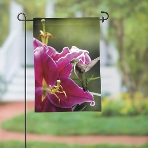 Humming in the Garden Luster Garden Flag - 1 of 4