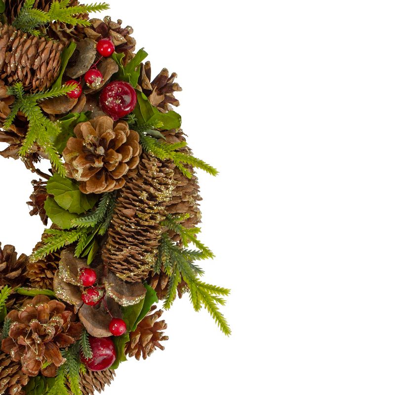 Northlight Real Touch™️ Glittered Pine and Pinecone Artificial Christmas Wreath - 13" - Unlit, 4 of 7