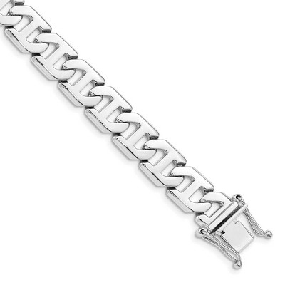 Black Bow Jewelry Men's 10.25mm 14k White Gold Solid Fancy Anchor Chain Bracelet, 8 Inch