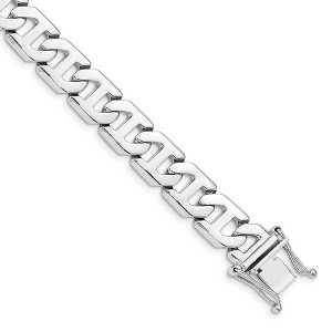 Black Bow Jewelry Men's 10.25mm 14k White Gold Solid Fancy Anchor Chain Bracelet, 8 Inch - 1 of 3