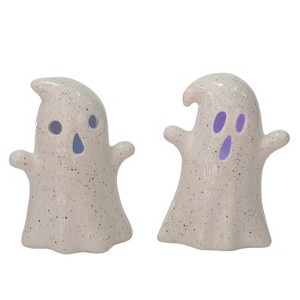 Transpac Light Up Stoneware Ghosts Set of 2 Halloween Decorative Sculptures Prelit Indoor Tabletop Home Decor Gift - 1 of 1