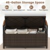 Tangkula Outdoor Storage Bench w/Cushion Backrest & Acacia Wood Armrests Hidden Storage - 4 of 4