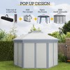13' x 13' Pop Up Gazebo Hexagonal Canopy Shelter with 6 Zippered Mesh Netting for Patio Backyard Garden Wedding Party - 4 of 4