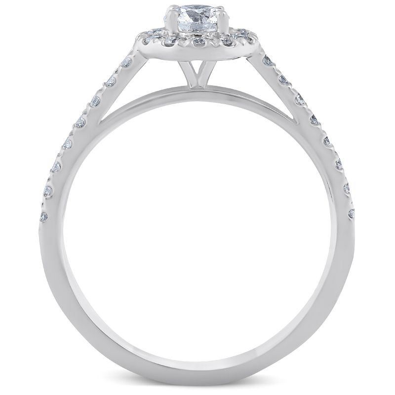 Pompeii3 3/4 Ct Halo Round Lab Created EX3 Diamond Engagement Halo Ring 10k White Gold, 2 of 6