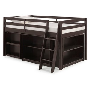 Roxy Junior Loft Bed With Pull-out Desk, Shelving And Bookcase Espresso, Brown