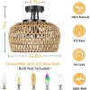 Semi Flush Mount Ceiling Light,Rattan Shade Pendant Light,3-Lights Boho Chandelier,Ceiling Light Fixture-The Pop Home - 3 of 4