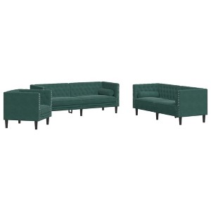 vidaXL Chesterfield Sofa Set Dark Green Velvet 3-Seater - 1 of 4