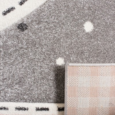 Ivory and Pink Hand-Knotted Synthetic Kids Rug, 3'3" x 5'3"