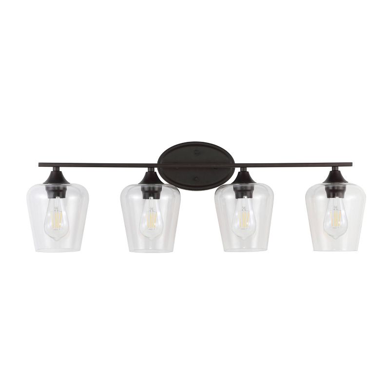 LED Iron/Seeded Glass Jayne Cottage Wall Light Oil Rubbed Bronze - JONATHAN Y, 5 of 13