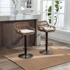 CAVINAS Rattan Bar Stools Set of 2, Height Adjustable Linen Upholstered Swivel Counter Height Bar Stool Chair with Footrest for Dining Room - 2 of 4