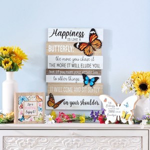 The Lakeside Collection Butterfly Wood Decor Block Sign Hanging Sign Or Butterfly Block Sign - 1 of 3
