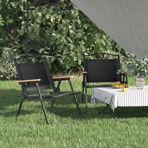 vidaXL Camping Chairs 2 pcs Black 21.3"x16.9"x23.2" Oxford Fabric - 1 of 4
