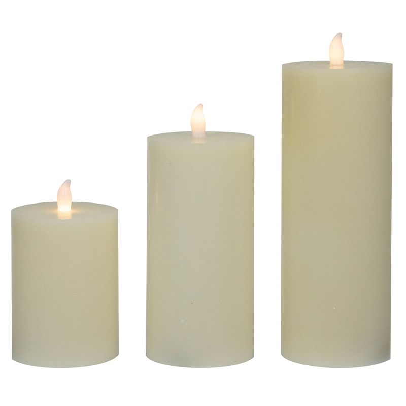 Northlight Set of 3 Cream LED Flickering Flameless Pillar Christmas Candles 8.75", 5 of 7